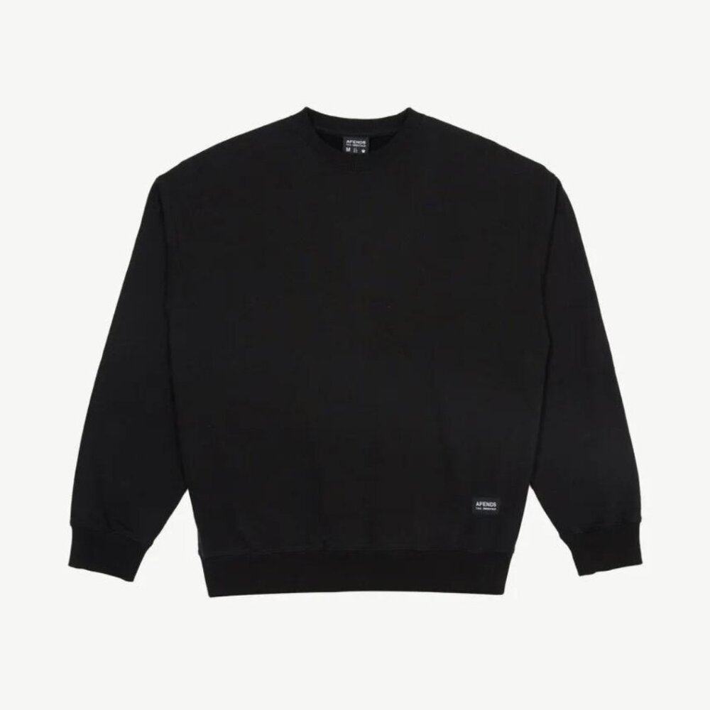 BNWT Afends - Sativa - Hemp Oversized Men's Black Crew Neck Sweatshirt